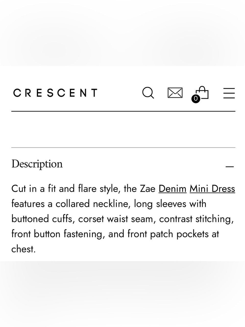 Crescent Zae Blue Denim Button-Front Mini Dress Western Boho Indie Sleeze - Picture 8 of 8